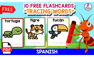 10 EXERCISES FOR TRACING WORDS IN SPANISH | ANIMALS WITH IMAGES