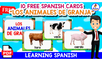 10 FREE FLASHCARDS IN SPANISH | LOS ANIMALES DE LA GRANJA