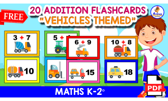 10 FREE FLASHCARDS OF ADDITION | Vehicles Themed