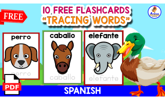 10 FREE FLASHCARDS | TRACING ANIMALS | SPANISH RESOURCE