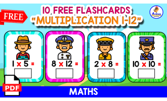 10 FREE FLASHCARDS WITH MULTIPLICATION EXERCISES | PROFESSIONS THEMED