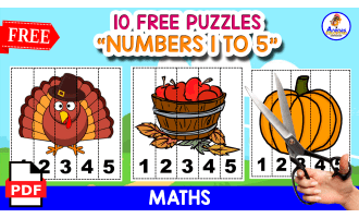 10 FREE PUZZLES OF NUMBERS 1 TO 5 | THANKSGIVING DAY