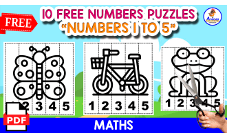10 FREE PUZZLES OF THE NUMBERS 1 TO 5 NATURE THEMED