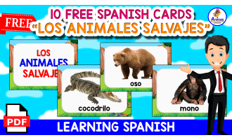 10 FREE SPANISH FLASHCARDS | LOS ANIMALES SALVAJES | FREE RESOURCE