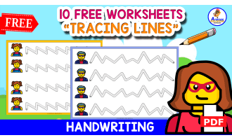 10 FREE WORKSHEETS FOR TRACING | LEGO Themed For Kids