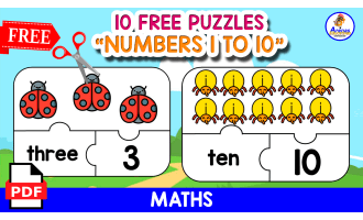 10 PUZZLES OF THE NUMBERS 1 TO 10 | INSECTS ICONS