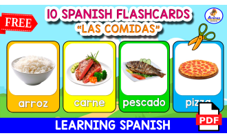 10 SPANISH FLASHCARDS | "Las comidas"