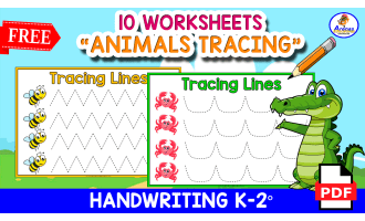 10 TRACING LINES WORKSHEETS | Animals Theme