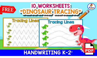 10 WORKSHEETS OF TRACING LINES | Dinosaur Theme