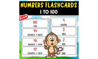 100 FREE SPANISH FLASHCARDS | 1 TO 100 | CUT-OUT RESOURCE