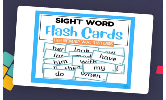 100 High Frequency Sight Word Flash Cards