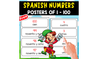 100 SPANISH CARDS OF THE NUMBERS 1 TO 100