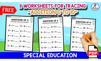 11 ADDITION WORKSHEETS For Tracing | Tables 0 to 10