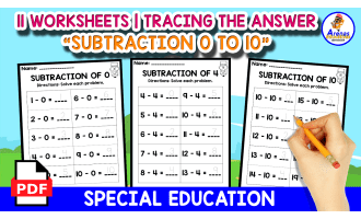 11 SUBTRACTION WORKSHEETS for TRACING | SPECIAL EDUCATION