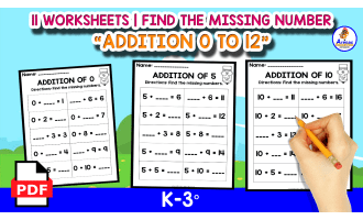 11 WORKSHEETS OF ADDITION 0 to 10 | Missing the Numbers