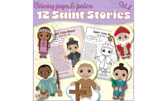 12 Catholic Saint Stories Coloring Pages & Posters - Set 2