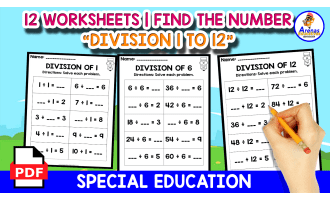 12 DIVISION WORKSHEETS | Find the missing number