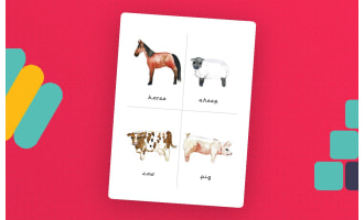 12 Farm Animal Flash Cards