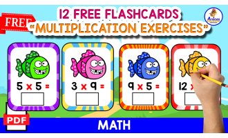 12 FLASHCARDS FOR PRACTICING MULTIPLICATION | FISH THEMED