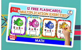 12 FLASHCARDS FOR PRACTICING MULTIPLICATION | FISH THEMED