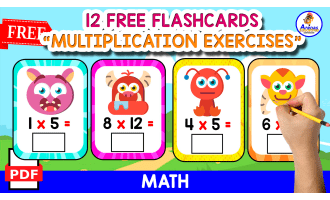 12 FLASHCARDS WITH MULTIPLICATION EXERCISES | MONSTER THEMED