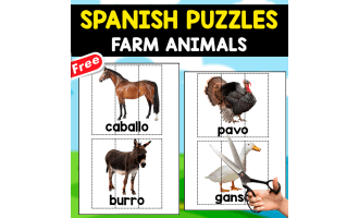 12 FREE SPANISH PUZZLES | LOS ANIMALES DE LA GRANJA