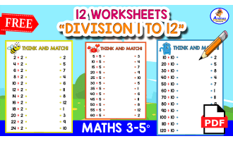 12 MATCHING DIVISION WORKSHEETS | Animal Theme