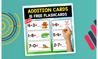 15 FREE ADDITION FLASHCARDS | WITH ANIMAL THEMED