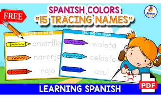 15 SPANISH COLORS | Tracing Spanish Worksheet