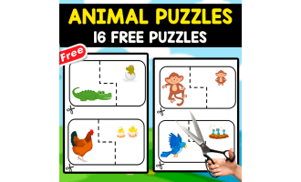 16 FREE ANIMALS PUZZLES | MOTHER AND BABY IN THE NATURE