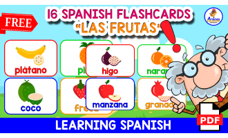 16 FREE FLASHCARDS IN SPANISH | "Las Frutas"