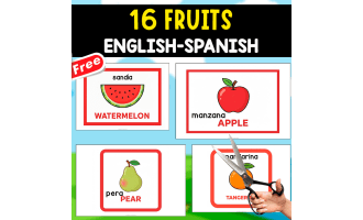 16 FRUITS FLASHCARDS | ENGLISH AND SPANISH