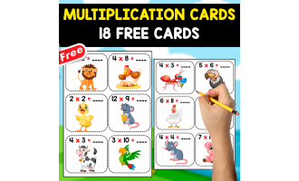 18 FREE FLASHCARDS OF MULTIPLICATION | ANIMALS THEMED