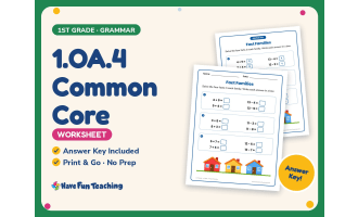 1.OA.4 Common Core Worksheet – 1st Grade Fact Families Practice