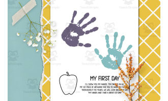 1st Day of School Poem and Handprint Art, DIY Coloring Craft