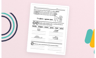 1st Grade Language Arts Skill Builder: Consonant Blends, Digraphs, Nouns, Verbs, and Sentences Printable Workbook