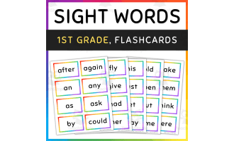 1st Grade Sight Words Flash Cards, Rainbow Borders