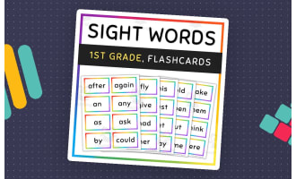 1st Grade Sight Words Flash Cards, Rainbow Borders