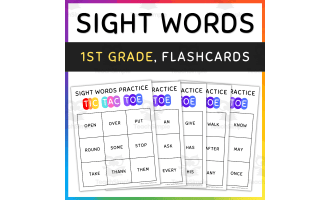 1st Grade Sight Words Tic Tac Toe Game Practice Worksheets