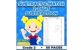 2-Digit Subtraction Worksheets | Math Matching Activity