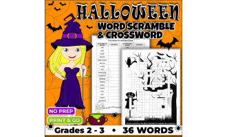 2-in-1 Halloween Vocabulary Activity – Printable Crossword Puzzle & Wo
