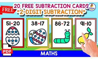 20 CARDS OF 2-DIGIT SUBTRACTION | SPRING THEMED