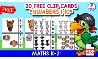 20 COUNTING CLIP CARDS 1 TO 10 | Animals Themed
