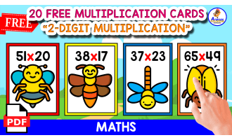 20 FLASHCARDS OF 2-DIGIT MULTIPLICATION | INSECTS THEMED