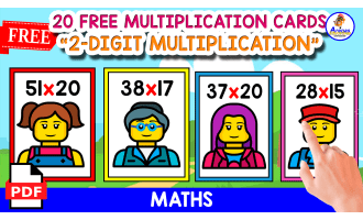 20 FLASHCARDS OF 2-DIGIT MULTIPLICATION | LEGO THEMED