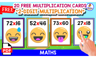 20 FLASHCARDS OF 2-DIGIT MULTIPLICCATION | EMOJIS THEMED
