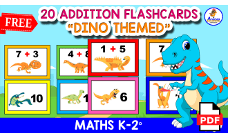 20 FREE ADDITION FLASHCARDS | Dino Themed for KIDS