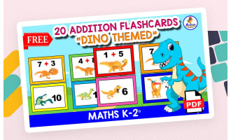 20 FREE ADDITION FLASHCARDS | Dino Themed for KIDS