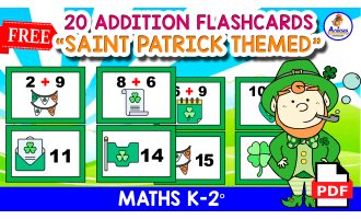 20 FREE ADDITION FLASHCARDS | Saint Patrick Themed