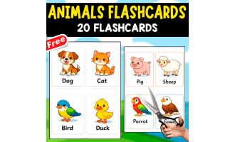 20 FREE ANIMALS FLASHCARDS | FOR KIDS